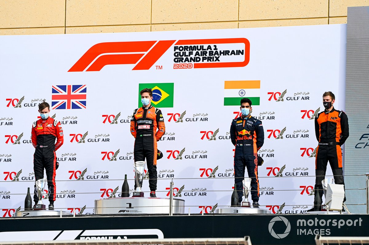 Callum Ilott, UNI-Virtuosi, Felipe Drugovich, MP Motorsport y Jehan Daruvala, Carlin