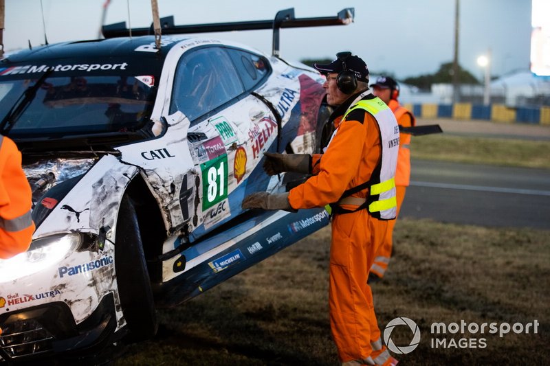 Coche dañado #81 BMW Team MTEK, BMW M8 GTE: Nicky Catsburg, Martin Tomczyk, Philipp Eng