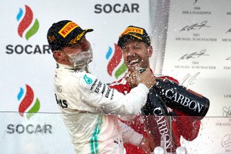 Podyum: Yarış galibi Valtteri Bottas, Mercedes AMG F1, 3. Sebastian Vettel, Ferrari