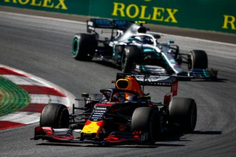 Max Verstappen, Red Bull Racing RB15, leads Valtteri Bottas, Mercedes AMG W10