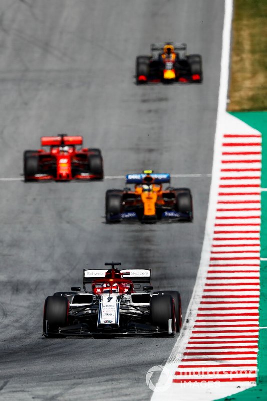 Kimi Raikkonen, Alfa Romeo Racing C38, Lando Norris, McLaren MCL34, Sebastian Vettel, Ferrari SF90, Y Max Verstappen, Red Bull Racing RB15