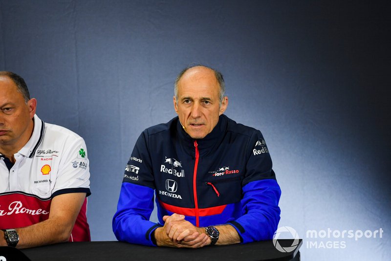 Frederic Vasseur, Team Principal, Alfa Romeo Racing, and Franz Tost, Team Principal, Toro Rosso, in a Press Conference