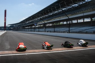 Winners are kissing the start finish line
