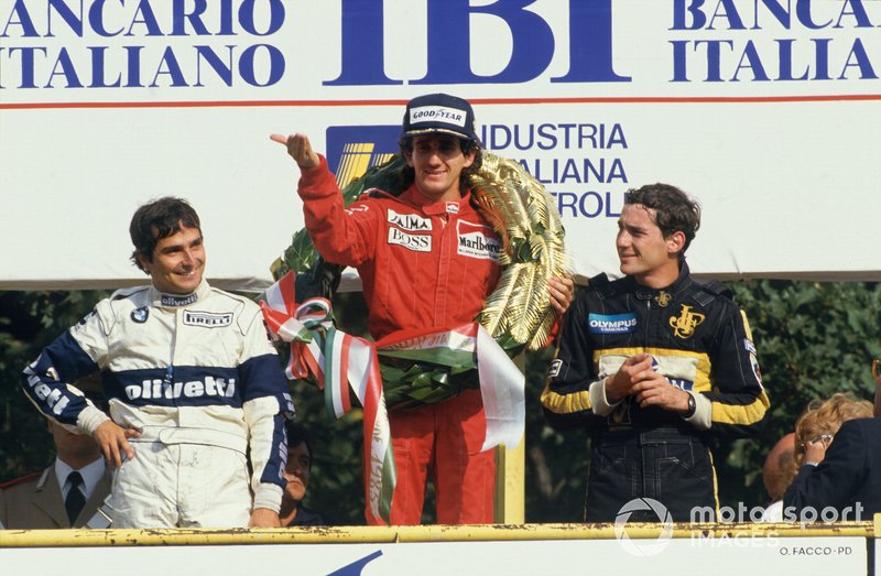 Alain Prost, McLaren, Nelson Piquet, Brabham, Ayrton Senna, Lotus, GP d'Italia del 1985