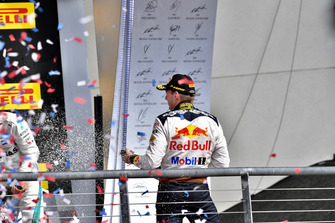 Max Verstappen, Red Bull Racing celebrates with the champagne on the podium