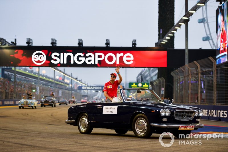 Sebastian Vettel, Ferrari, in the drivers parade