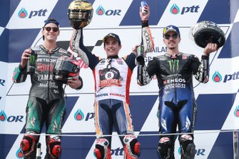 Podio: il vincitore della gara Marc Marquez, Repsol Honda Team, il secondo classificato Fabio Quartararo, Petronas Yamaha SRT, il terzo classificato Maverick Vinales, Yamaha Factory Racing