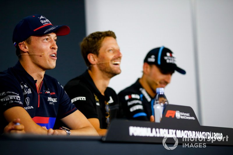 Daniil Kvyat, Toro Rosso, Romain Grosjean, Haas F1 et Robert Kubica, Williams Racing, en conférence de presse
