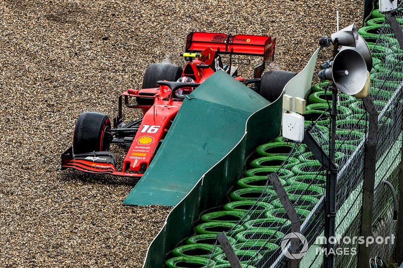 Charles Leclerc, Ferrari SF90, crashes out of the race