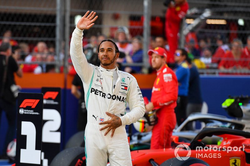 Lewis Hamilton, Mercedes AMG F1, on the grid after Qualifying