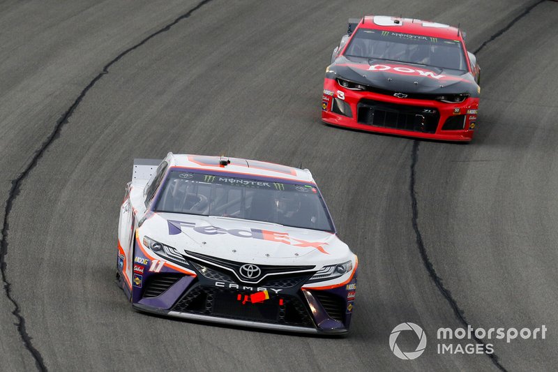 Denny Hamlin, Joe Gibbs Racing, Toyota Camry FedEx Express and Austin Dillon, Richard Childress Racing, Chevrolet Camaro Dow Univar Solutions