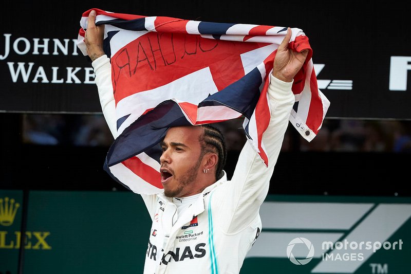 Lewis Hamilton, Mercedes AMG F1, 1st position, celebrates in Parc Ferme