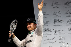 Nico Rosberg, Mercedes AMG F1 celebrates his second position on the podium