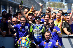 Winnaar Valentino Rossi, Yamaha Factory Racing, viert feest met het team