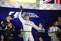 The podium (L to R): Daniel Ricciardo, Red Bull Racing, second; Nico Rosberg, Mercedes AMG F1, race winner; Lewis Hamilton, Mercedes AMG F1, third