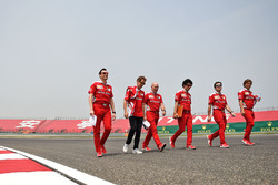 Sebastian Vettel, Ferrari walks the circuit with the team
