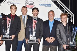 USF2000-kampioen Oliver Askew, Indy Lights-kampioen Kyle Kaiser, Pro Mazda-kampioen Victor Franzoni,