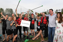 McLaren and Eric Boullier, McLaren Racing Director celebrate at the raft race