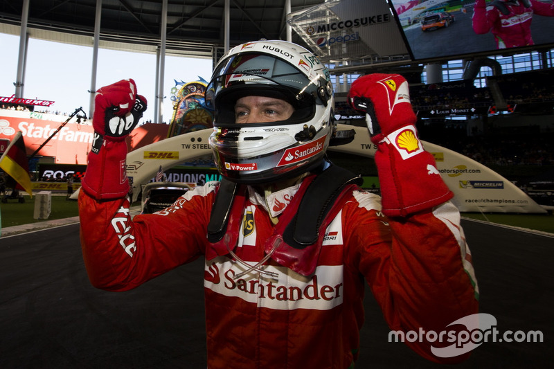 Sebastian Vettel, celebrates his win for Team Germany