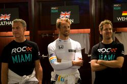 David Coulthard, Jenson Button and Sebastian Vettel