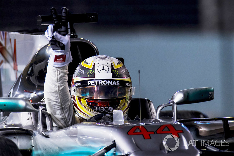 Lewis Hamilton, Mercedes AMG F1 W08, viert zijn overwinning