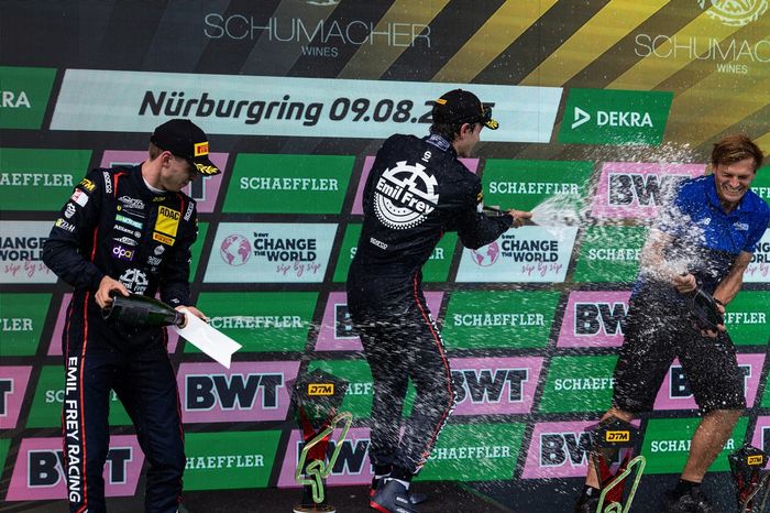 Podium: Race winner Jack Aitken, Emil Frey Racing, second place Ben Green, Emil Frey Racing