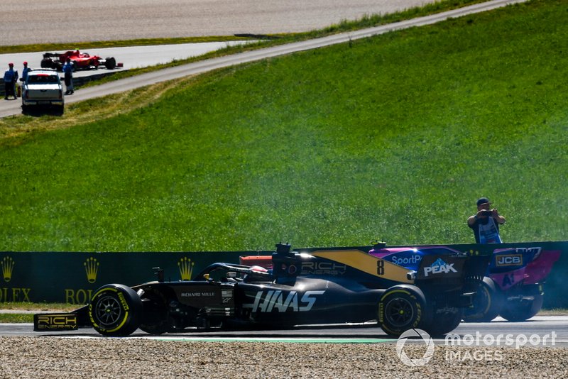 Romain Grosjean, Haas F1 Team VF-19, Lance Stroll, Racing Point RP19