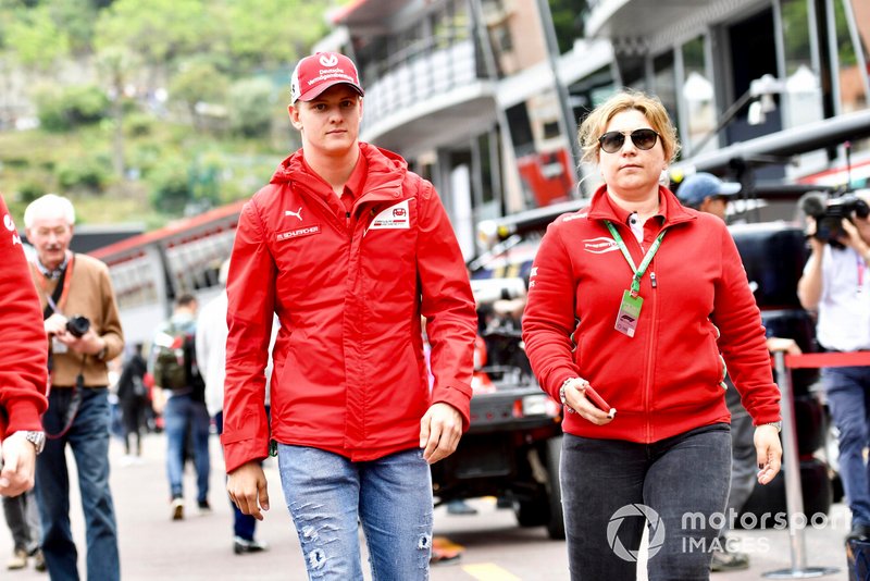 Mick Schumacher in the pit lane
