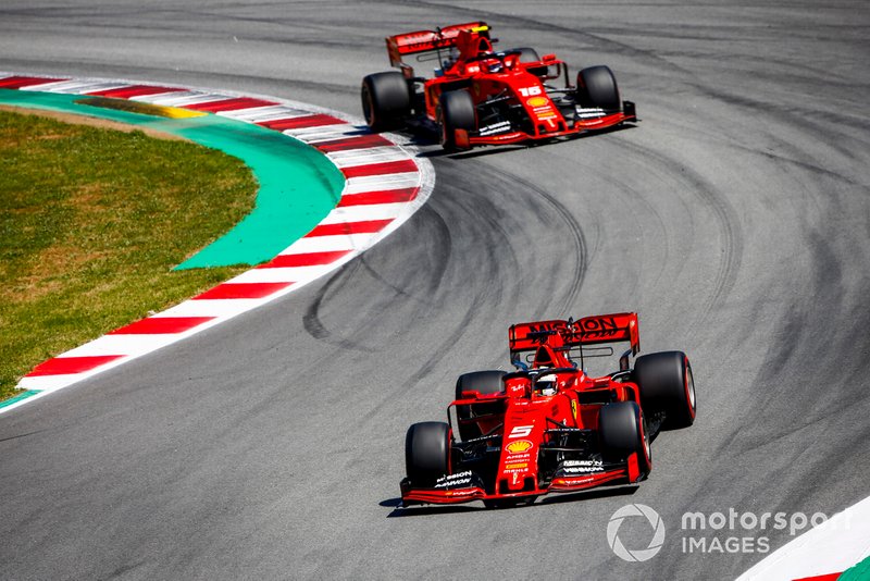 Sebastian Vettel, Ferrari SF90 y Charles Leclerc, Ferrari SF90
