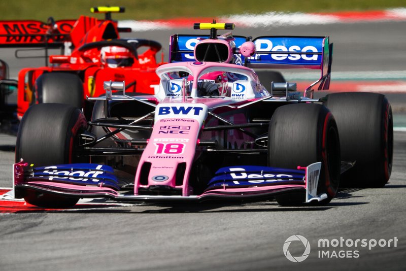 Lance Stroll, Racing Point RP19, devant Charles Leclerc, Ferrari SF90