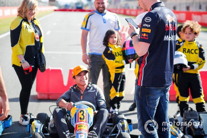 Lando Norris, McLaren and Max Verstappen, Red Bull Racing at the RACC Kids karting event