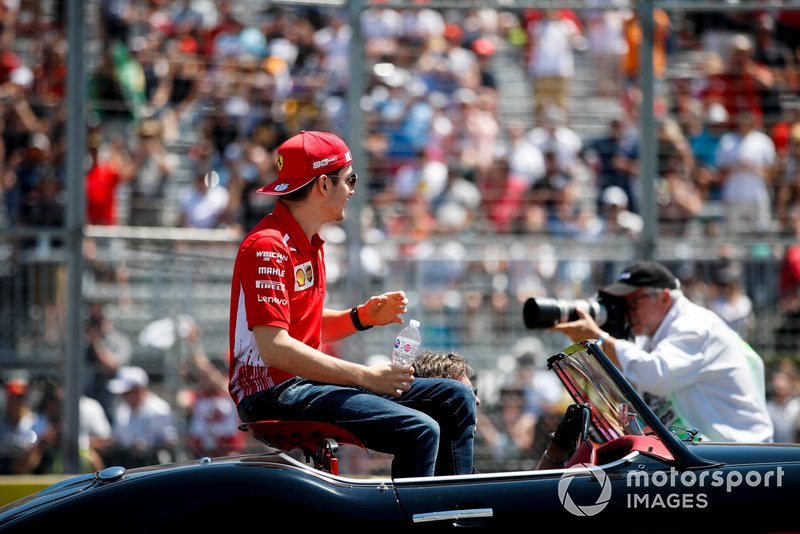 Charles Leclerc, Ferrari, in the drivers parade