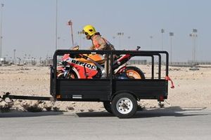 La moto endommagée de Jorge Lorenzo, Repsol Honda Team