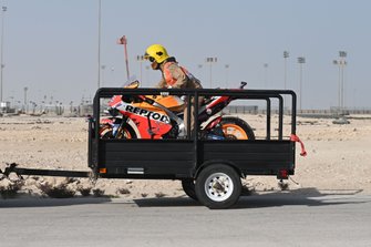 De beschadigde machine van Jorge Lorenzo, Repsol Honda Team