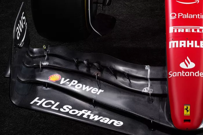 Ferrari SF-23. detail voorvleugel