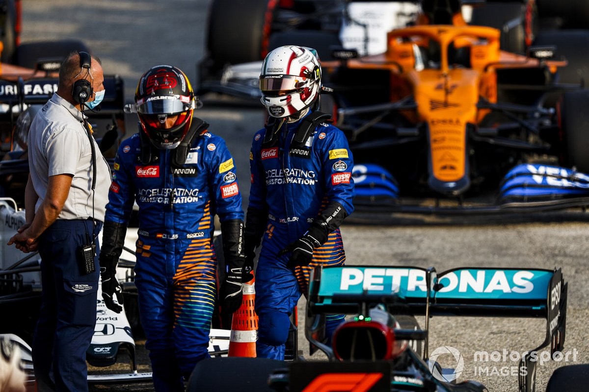 Carlos Sainz Jr., McLaren y Lando Norris, McLaren en Parc Ferme