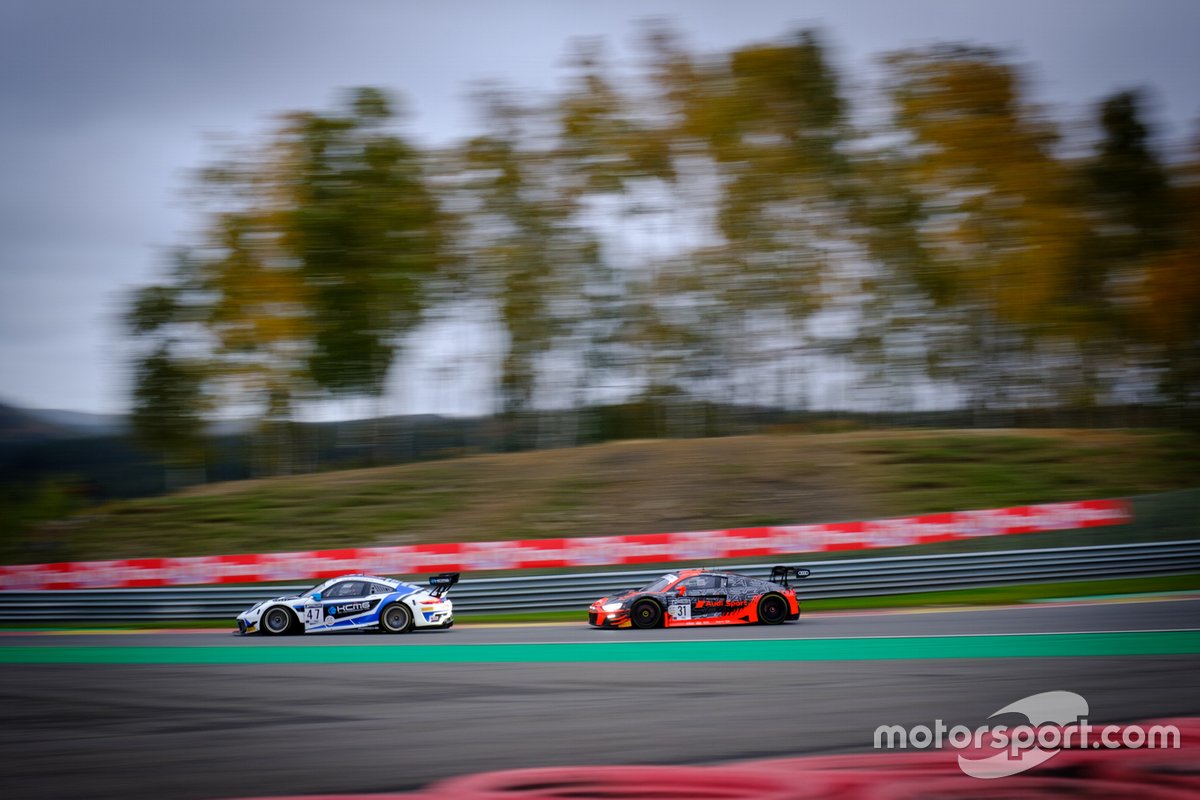 #47 KCMG Porsche 911 GT3-R: Michael Christensen, Richard Lietz, Kevin Estre, #31 Audi Sport Team WRT Audi R8 LMS GT3: Christopher Mies, Kelvin van der Linde, Dries Vanthoor