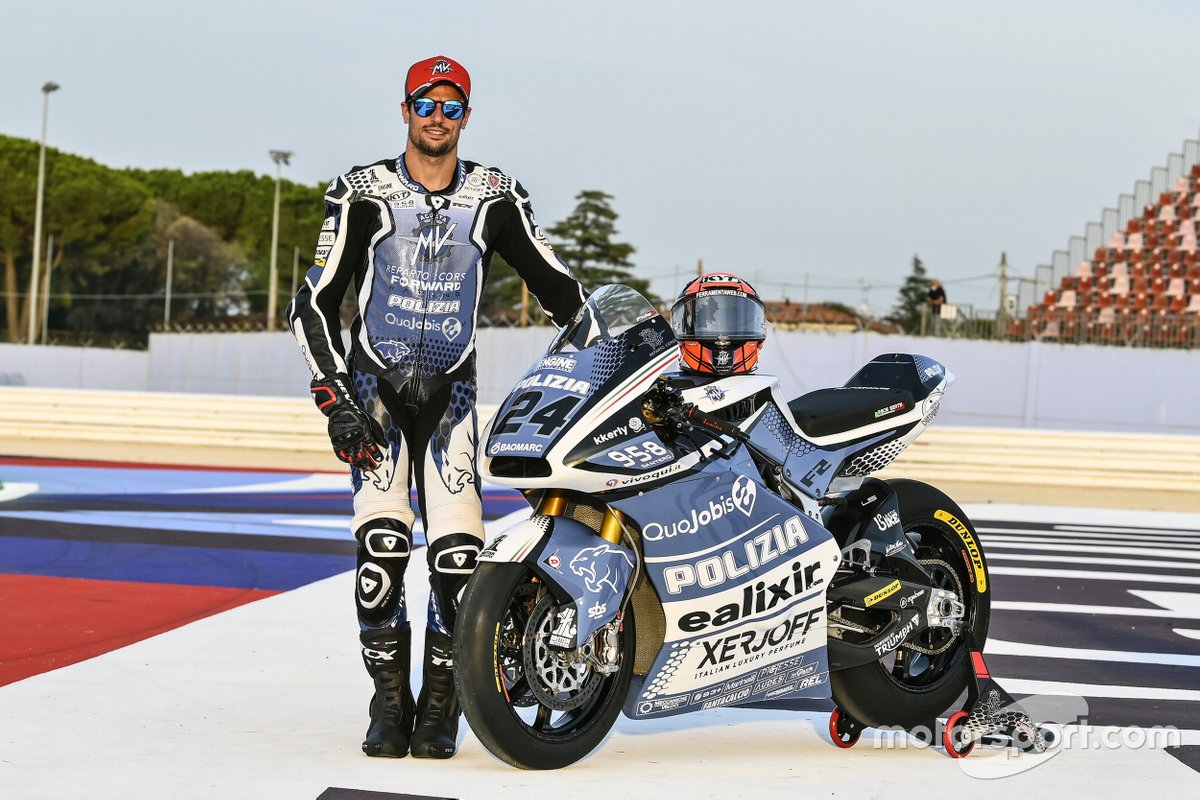 Simone Corsi, decoración de la moto Forward Racing