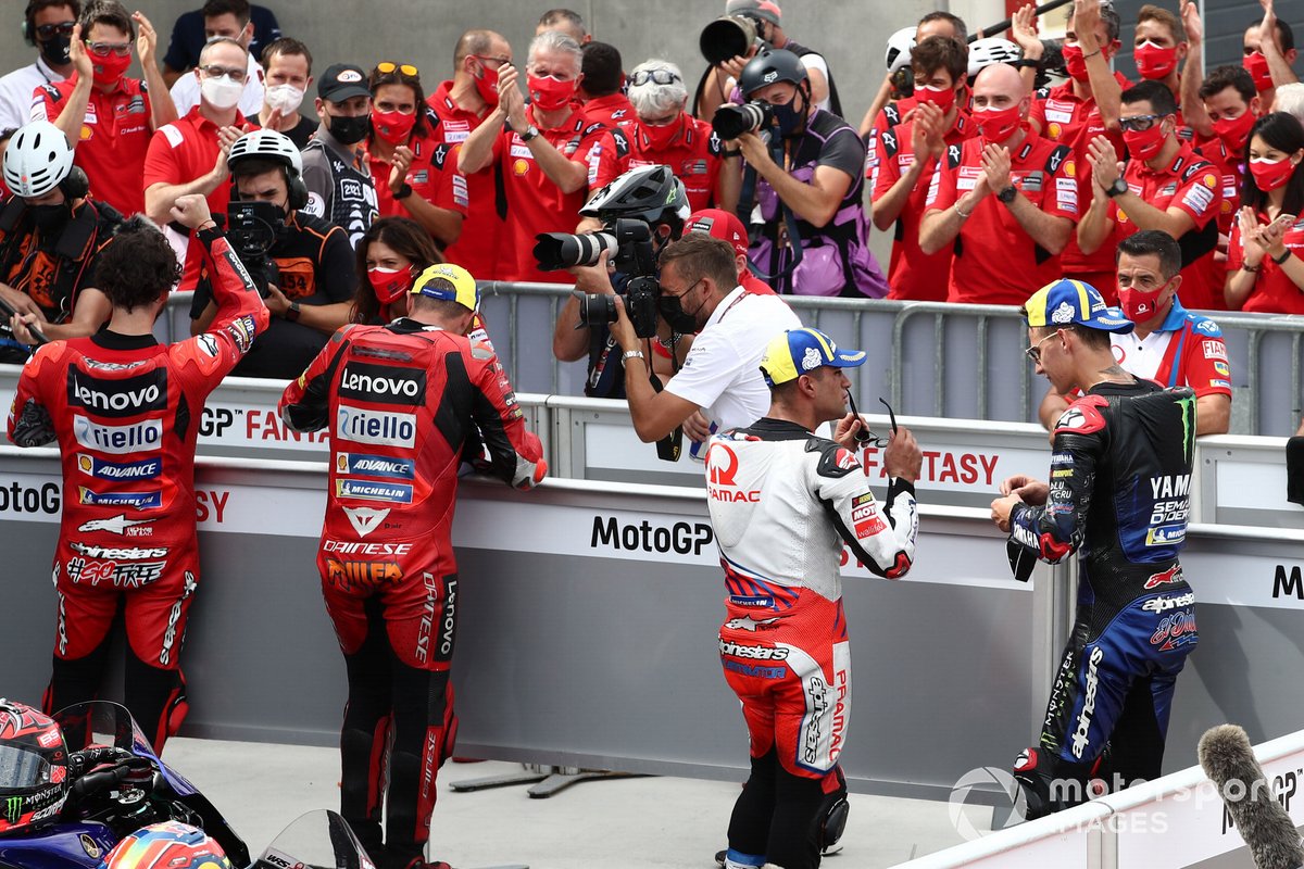 Ganador de la pole Francesco Bagnaia Ducati Team, segundo Jack Miller, Ducati Team. tercero Fabio Quartararo, Yamaha Factory Racing, y Jorge Martín, Pramac Racing