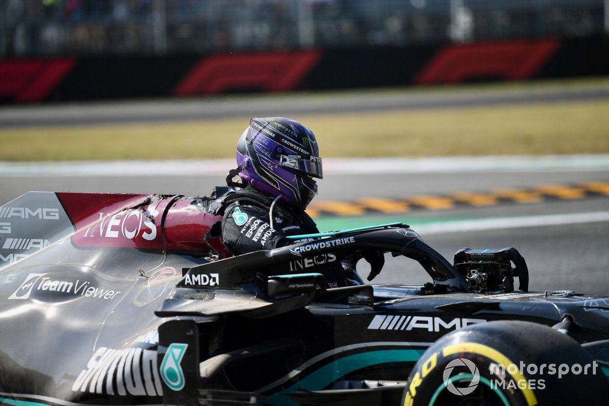 Lewis Hamilton, Mercedes, after his crash