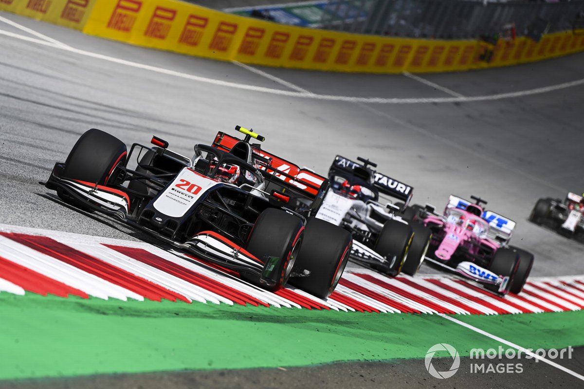 Kevin Magnussen, Haas VF-20, Daniil Kvyat, AlphaTauri AT01 e Sergio Perez, Racing Point RP20