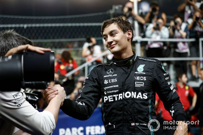George Russell, Mercedes-AMG, en Parc Ferme tras la clasificación