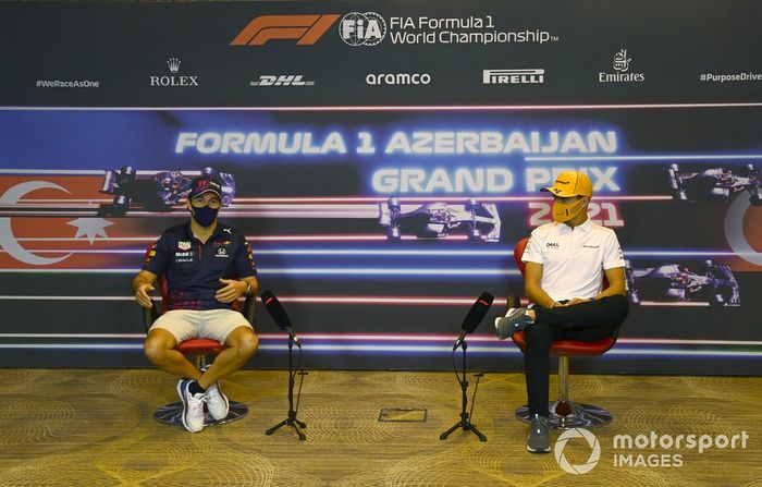 Sergio Pérez, Red Bull Racing y Lando Norris, McLaren