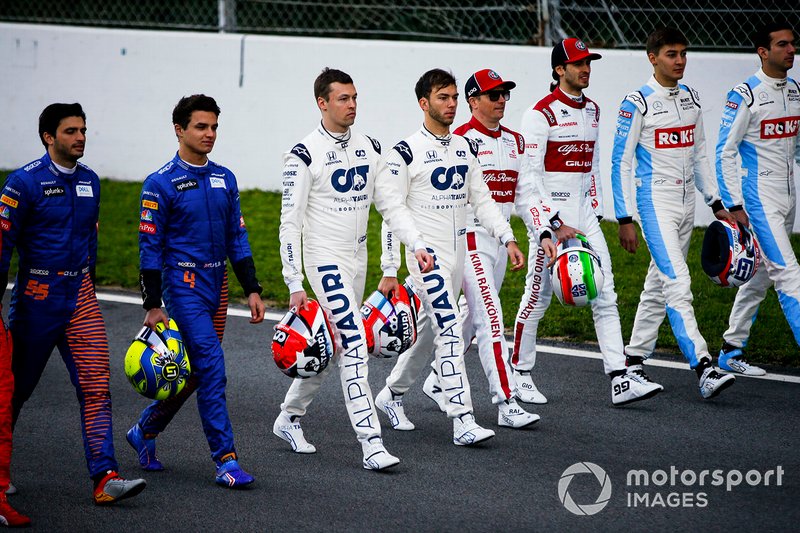 Carlos Sainz, McLaren, Lando Norris, McLaren, Daniel Kvyat, AlphaTauri, Pierre Galsy, AlphaTauri, Kimi Raikkonen, Alfa Romeo, Antonio Giovinazzi, Alfa Romeo George Russell, Williams Racing y Nicholas Latifi, Williams Racing