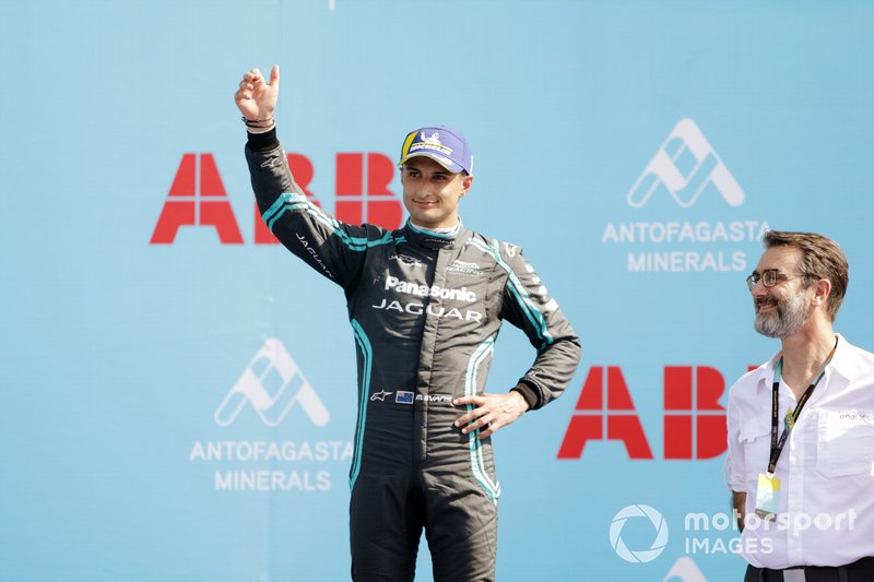 Mitch Evans, Jaguar Racing, celebrates on the podium