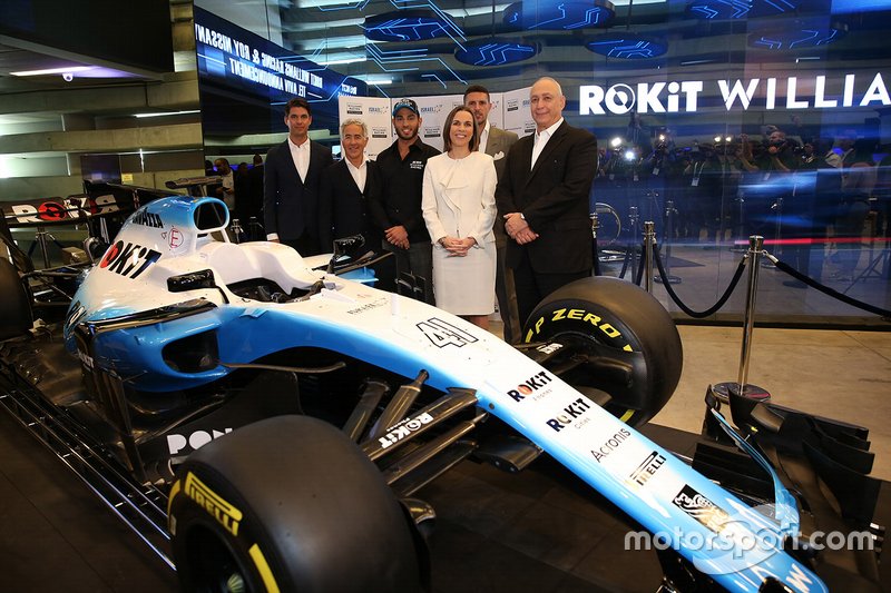 Gyarfas Olah, Manager di Roy Nissany, con Sylvan Adams, Presidente di Roy Nissany F1 Management, Roy Nissany, Tester Ufficiale Williams, Claire Williams, Vicepresidente Williams Racing, Marc Harris, Williams Racing Young Driver Academy e Nehemia Peres