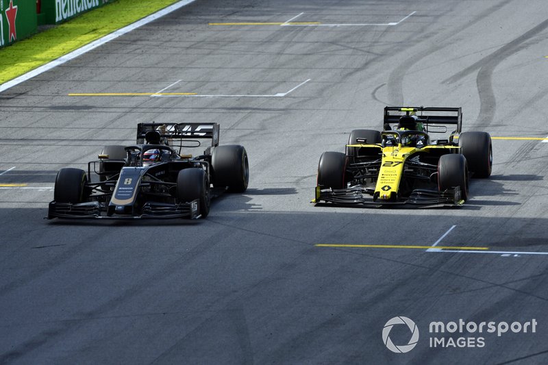 Romain Grosjean, Haas F1 Team VF-19, Nico Hulkenberg, Renault F1 Team R.S. 19