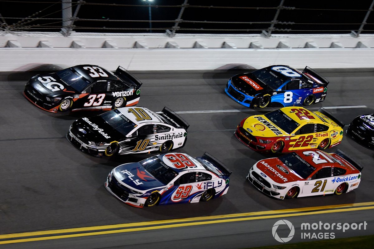 Austin Cindric, Team Penske, Ford Mustang Verizon 5G Aric Almirola, Stewart-Haas Racing, Ford Mustang Smithfield Daniel Suarez, TrackHouse Racing, Chevrolet Camaro iFly Matt DiBenedetto, Wood Brothers Racing, Ford Mustang Motorcraft/Quick Lane Joey Logano, Team Penske, Ford Mustang Shell Pennzoil Tyler Reddick, Richard Childress Racing, Chevrolet Camaro