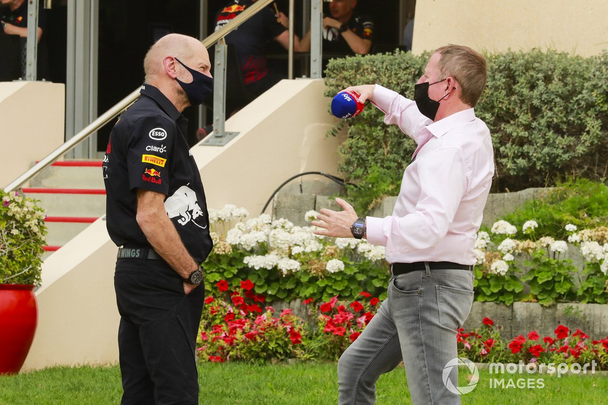 Adrian Newey, Chief Technical Officer, Red Bull Racing and Martin Brundle, Sky TV 