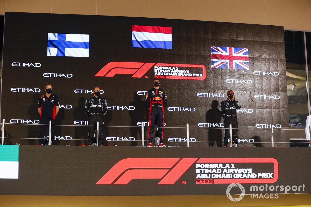 Abu Dhabi - Podium : Max Verstappen, Valtteri Bottas, Lewis Hamilton